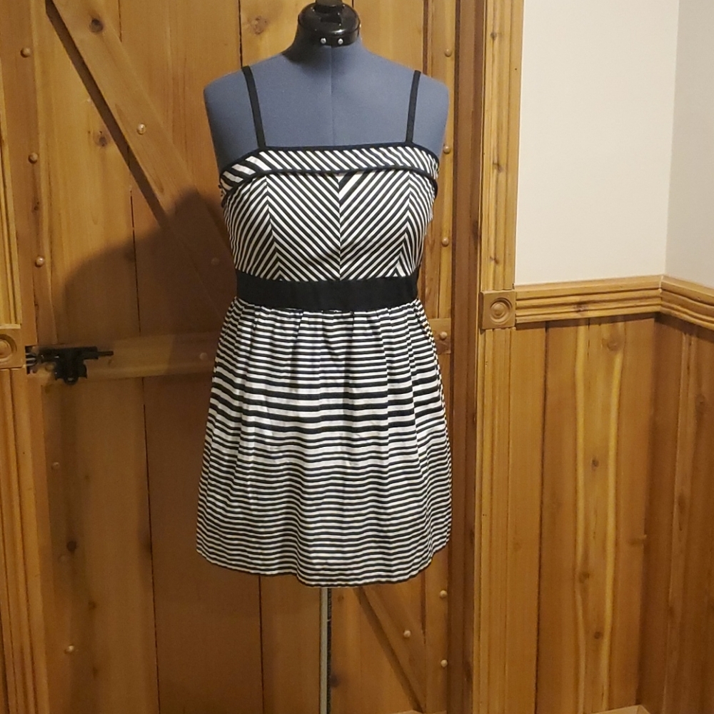 Fit and flare stripped dress